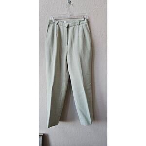VTG Talbots 100% Wool Lined Dress Pants Italian Woven Pale Green Herringbone 12P